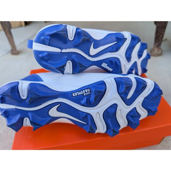 NWT Nike Kids' Force Trout 9 Keystone RM Cleats Sz 4Y baseball softball Wht blue - Picture 5 of 7
